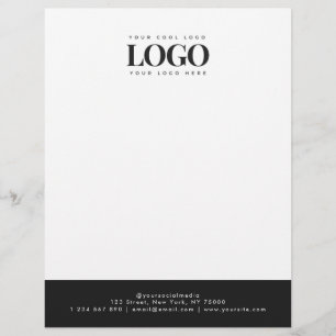 Add Your Business Logo & Text Elegant Black White Letterhead