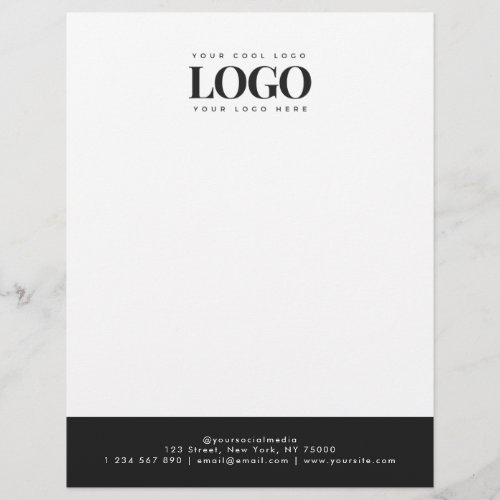 Add Your Business Logo  Text Elegant Black White Letterhead