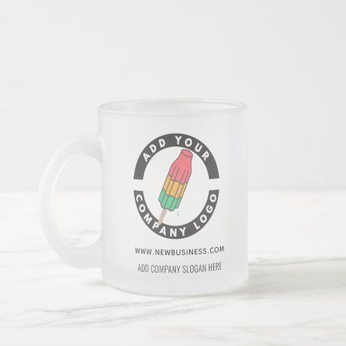 Add Your Business Logo Website Address Corporate Frosted Glass Coffee Mug