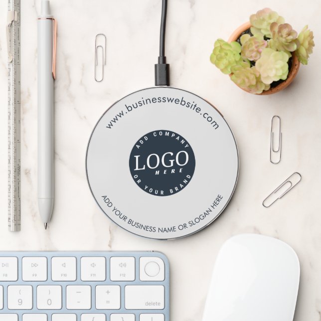 Add Your Business Logo Website Address Employee Wireless Charger (Desk)