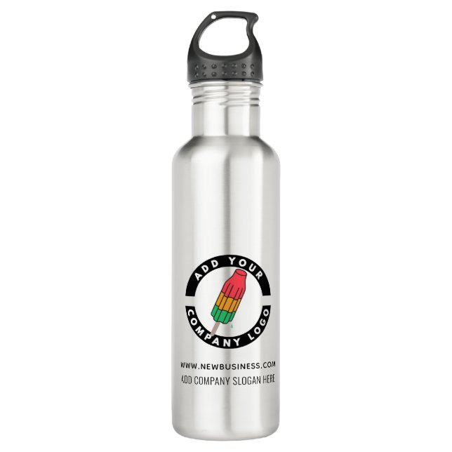 Add Your Business Logo Website Address Stainless Steel Water Bottle (Front)