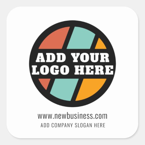Add Your Business Logo Website Company Slogan Square Sticker
