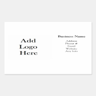 Add your Business Logo, Websites, Email, Phone # Rectangular Sticker