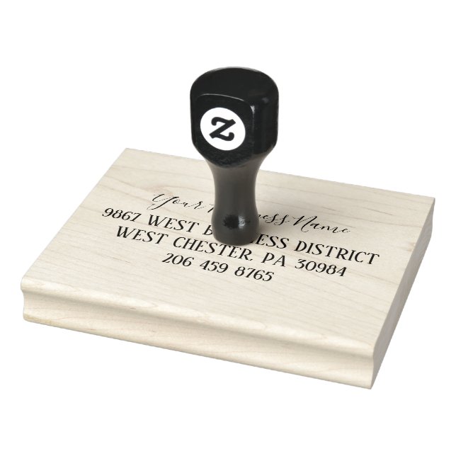 Add Your Business Name and Address Modern Rubber Stamp (Stamp)