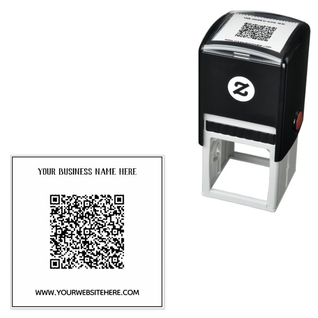 Add Your Business Name Info QR Code Stamp Example (In Situ)