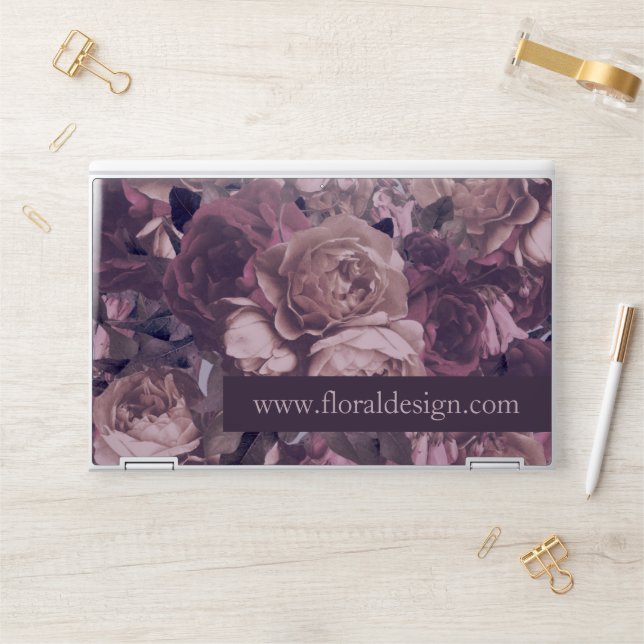Add Your Business Website Purple Rose Fantasy HP Laptop Skin (Desk)