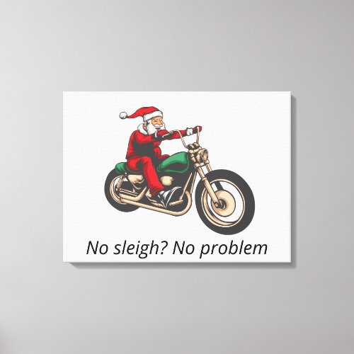 Add Your Caption Customize Christmas Santa Biker Canvas Print