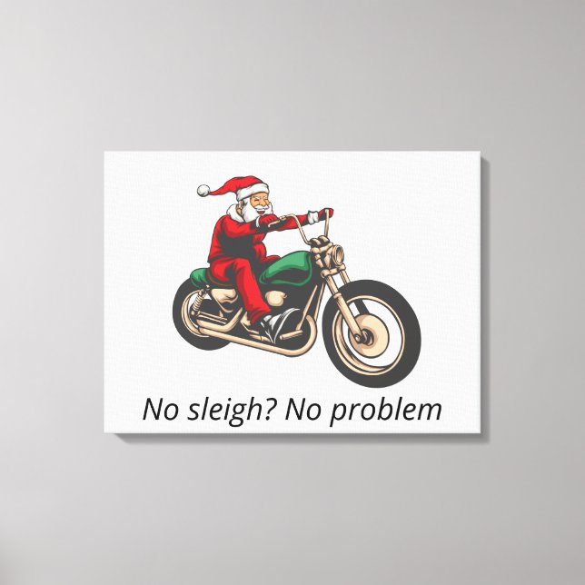 Add Your Caption Customize Christmas Santa Biker Canvas Print (Front)