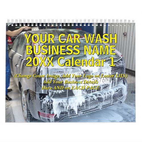 Add Your Car Cleaning Business Name Details 20xx Calendar