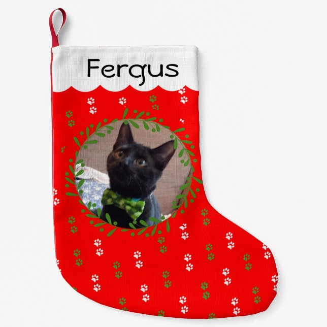 Add Your Cat Photo Christmas Stocking (Front)