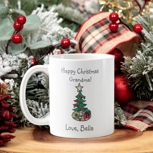 Add your child artwork Christmas Gift for Grandma Coffee Mug