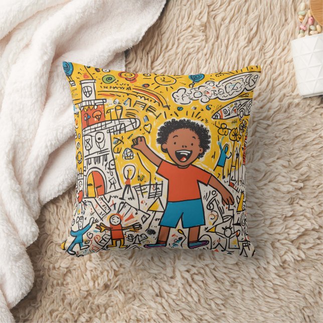 Add Your Childs Artwork Personalized Throw Pillow (Blanket)