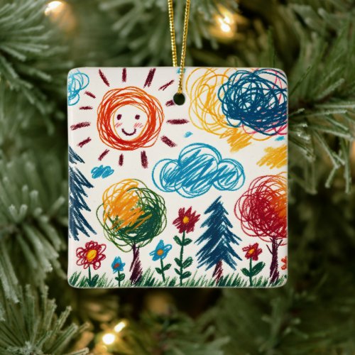 Add your Childs Artwork to this Christmas Ceramic Ornament