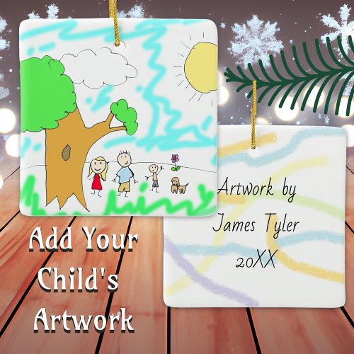 Add your Childs Artwork to this Christmas Ceramic Ornament