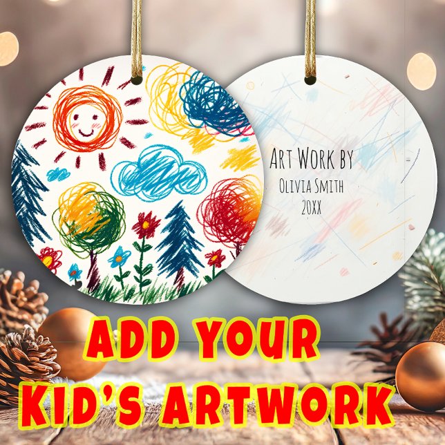 Add your Child's Artwork to this Christmas Ceramic Ornament (Creator Uploaded)