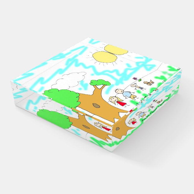 Add Your Child's Artwork to this  Paperweight (Angled)