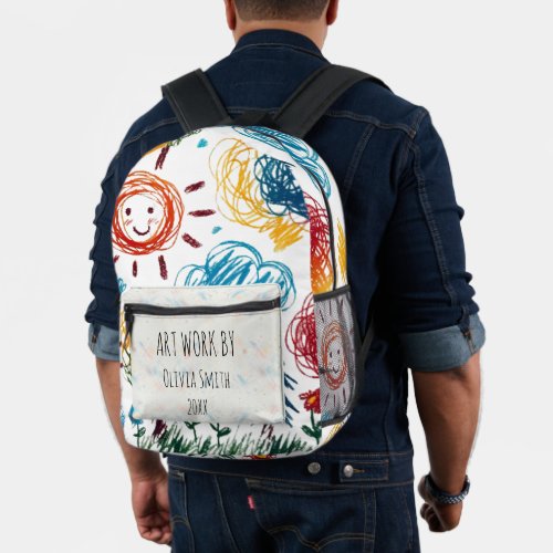 Add your Childs Artwork to this  Printed Backpack