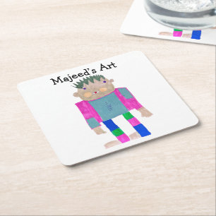 Add your Child's Artwork to this Square Paper Coaster