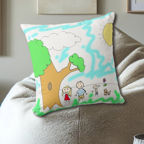Add your Childs Artwork to this Throw Pillow