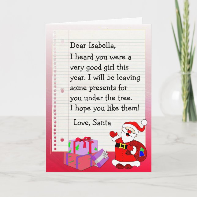 Add your Child's Name to this "Dear Santa" Card (Front)