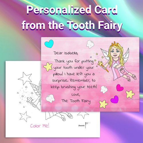 Add your Childs Name to this Tooth Fairy  Postcard