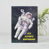 Add Your Child's Photo Astronaut Space Birthday Invitation (Standing Front)