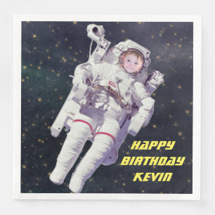 Add Your Child's Photo Space Birthday Napkins