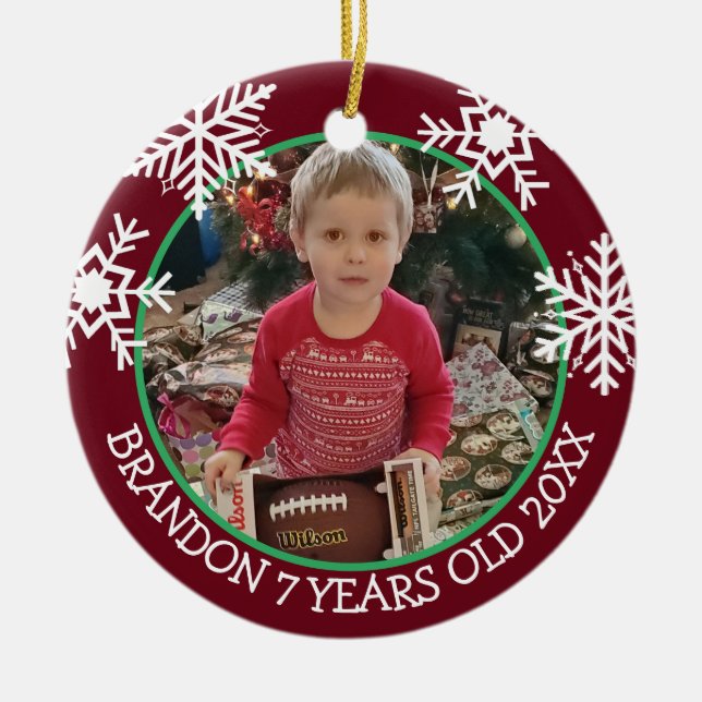 Add Your Child's Picture to this Christmas  Ceramic Ornament (Front)