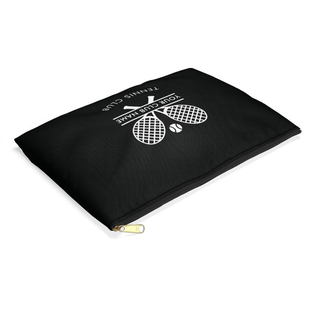 Add Your Club Name Tennis Icons Black Accessory Pouch (Black Lawn Tennis Rackets Motif Accessory Pouch)