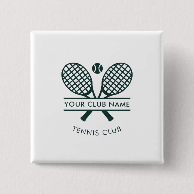 Add Your Club Name Tennis Icons Green Team Button (Front)