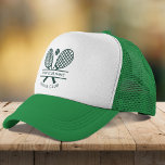 Add Your Club Name Tennis Icons Green Trucker Hat<br><div class="desc">Easily customize this hat by adding your club or society name by clicking the "Personalize" button. You can change the background, font color etc by clicking the "Edit with Design tool". Perfect for any club, business, or school society. Order as many or as fewer as required. There's no setup fee...</div>