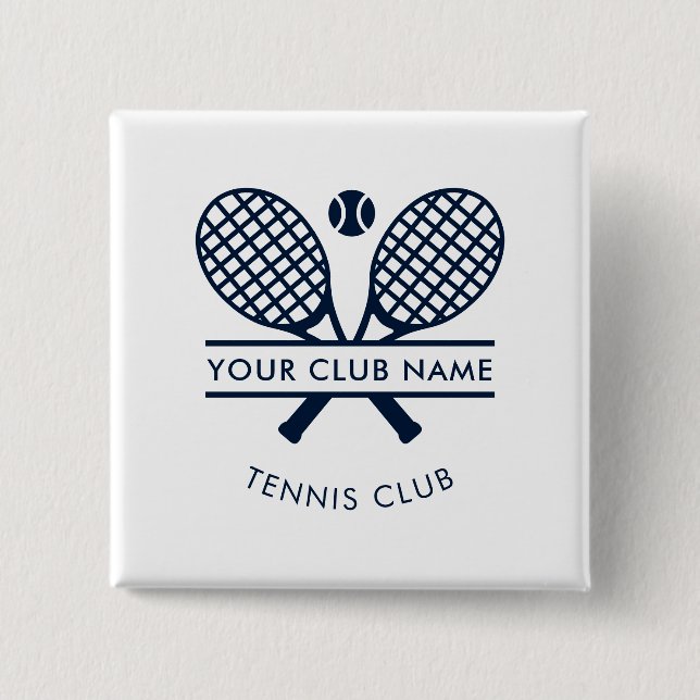Add Your Club Name Tennis Icons Navy Blue Button (Front)
