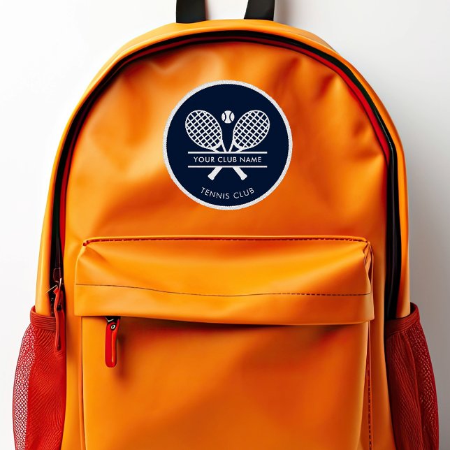 Add Your Club Name Tennis Icons Navy Blue Patch (Lawn Tennis Rackets Motif Custom Club Swag Navy Blue Patch)
