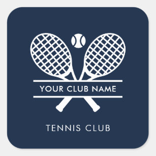 Add Your Club Name Tennis Icons Navy Blue Square Sticker