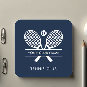 Add Your Club Name Tennis Icons Navy Blue Square Sticker