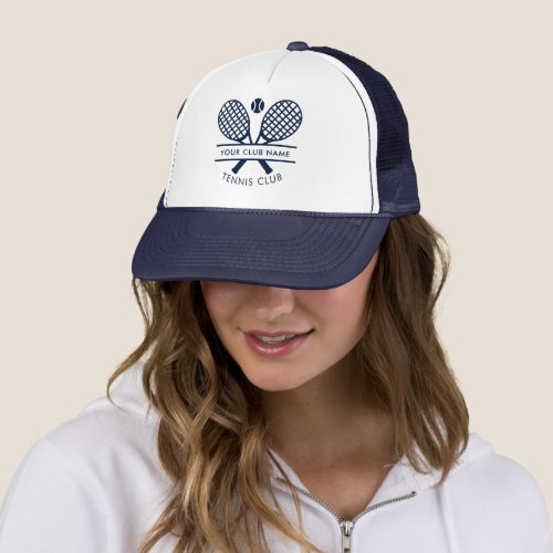 Add Your Club Name Tennis Icons Navy Blue Trucker Hat