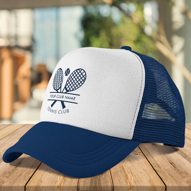 Add Your Club Name Tennis Icons Navy Blue Trucker Hat (Add Your Club Name Tennis Icons Navy Blue Trucker Hat)
