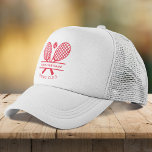 Add Your Club Name Tennis Icons Red Trucker Hat<br><div class="desc">Easily customize this hat by adding your club or society name by clicking the "Personalize" button. You can change the background, fonts, color by clicking the "Edit with Design tool". Perfect for any club, business, or school society. Order as many or as fewer as required. There's no setup fee and...</div>