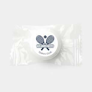 Add Your Club Name Tennis Racket Motif Navy Blue Life Saver® Mints