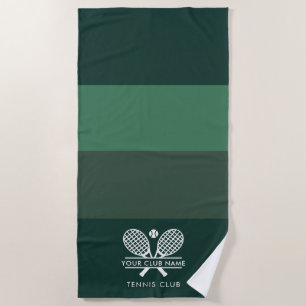 Add Your Club Name Tennis Rackets Motif Custom Beach Towel