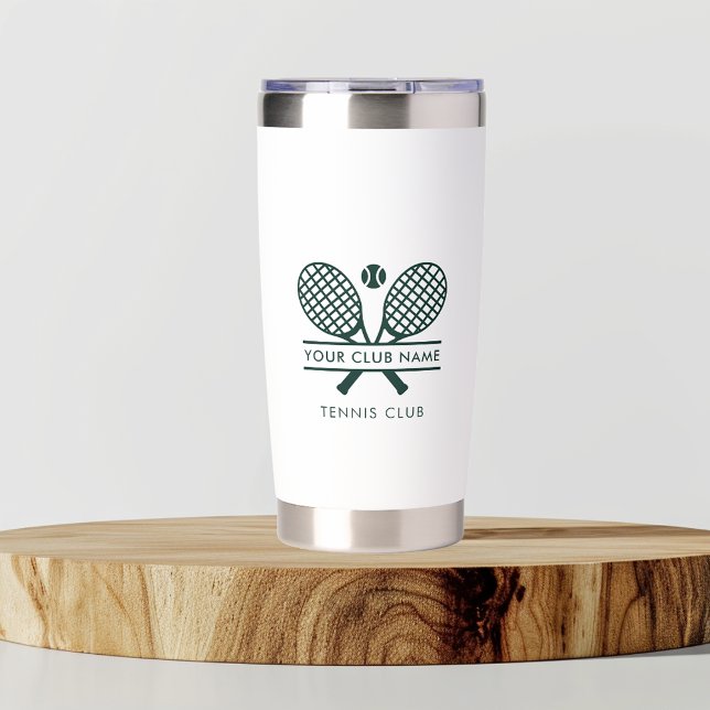 Add Your Club Name Tennis Rackets Motif Custom Insulated Tumbler (Tennis Rackets Motif Custom White Insulated Tumbler)