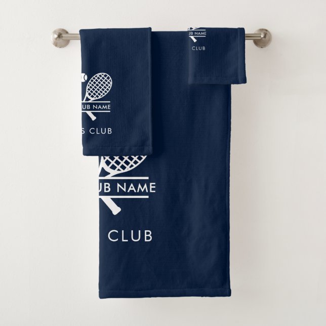 Add Your Club Name Tennis Rackets  Motifs Custom Bath Towel Set (Insitu)