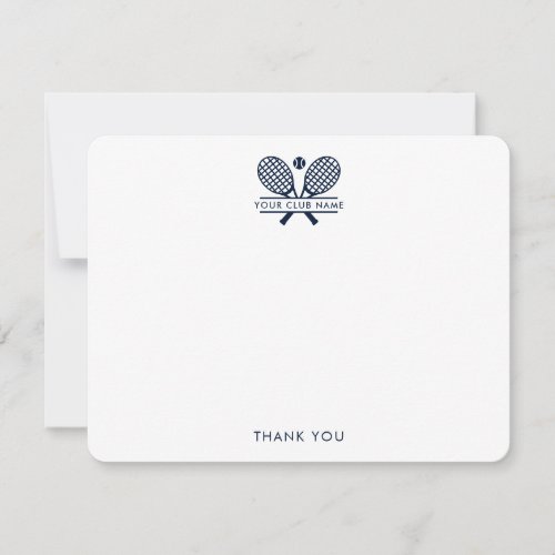 Add Your Club Name Tennis Sports Navy Blue Thank You Card