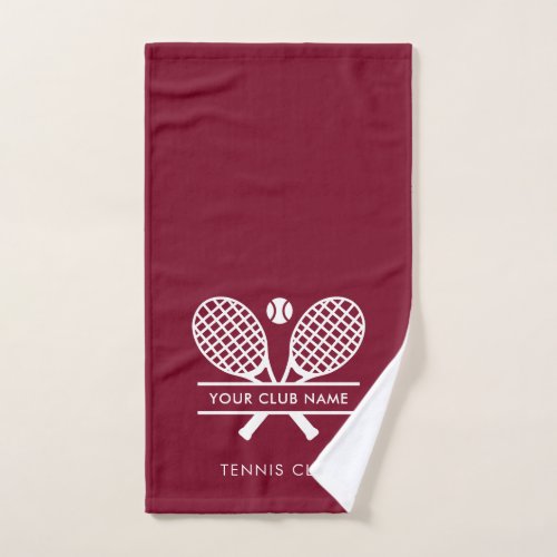 Add Your Club Name Tennis Team Burgundy Hand Towel