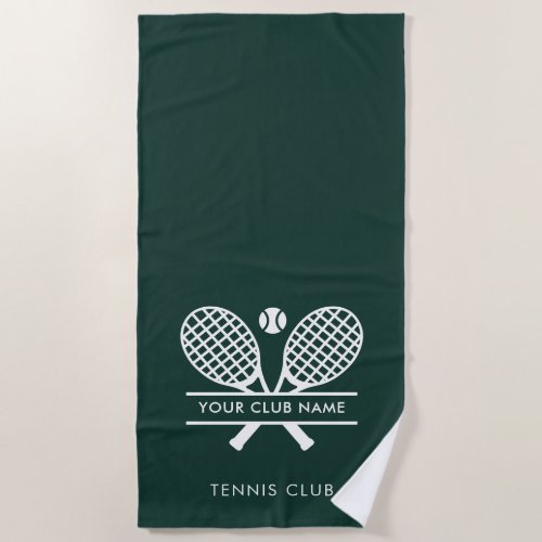 Add Your Club Name Tennis Team Green Beach Towel