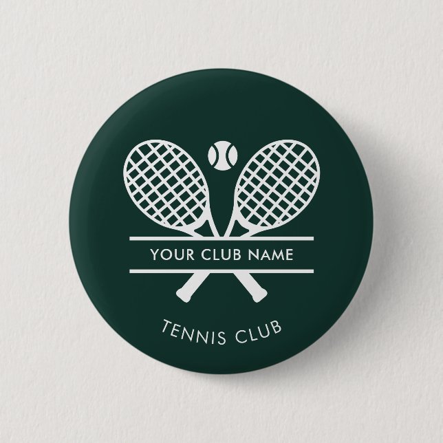 Add Your Club Name Tennis Team Green Custom Button (Front)