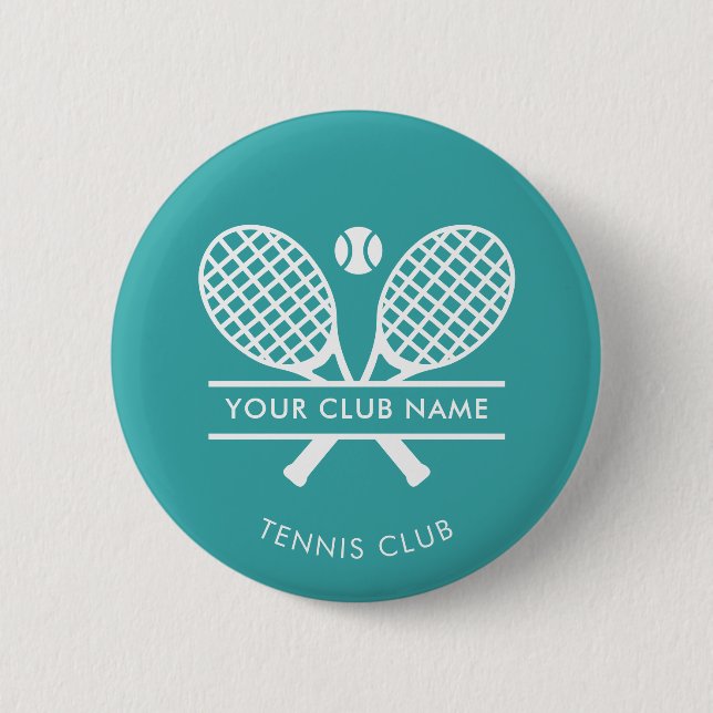 Add Your Club Name Tennis Team Green Custom Button (Front)