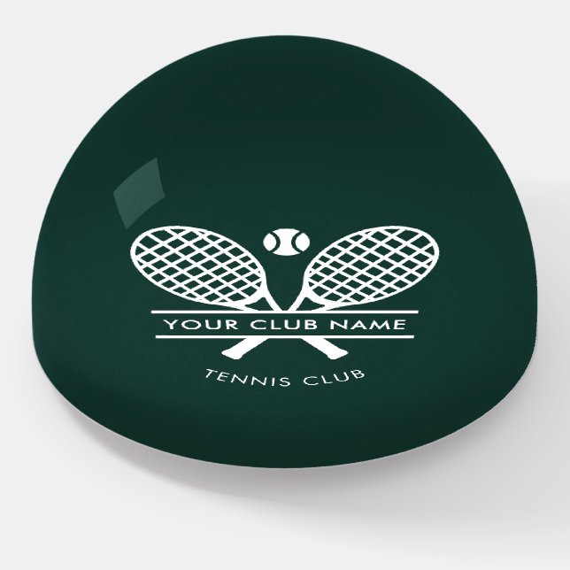 Add Your Club Name Tennis Team Green Custom Paperweight (Angled)