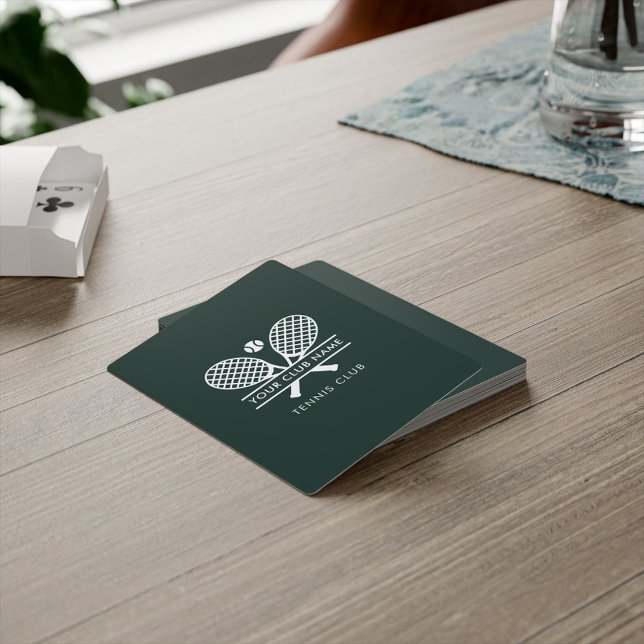 Add Your Club Name Tennis Team Locker Room Green Poker Cards (Tennis Club Indoor Games Poker Room Custom Playing Cards)