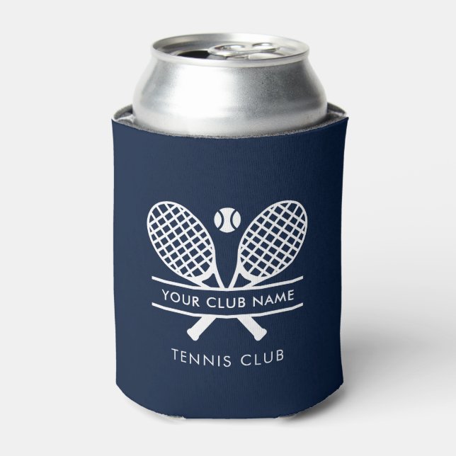 Add Your Club Name Tennis Team Navy Blue Can Cooler (Can Front)